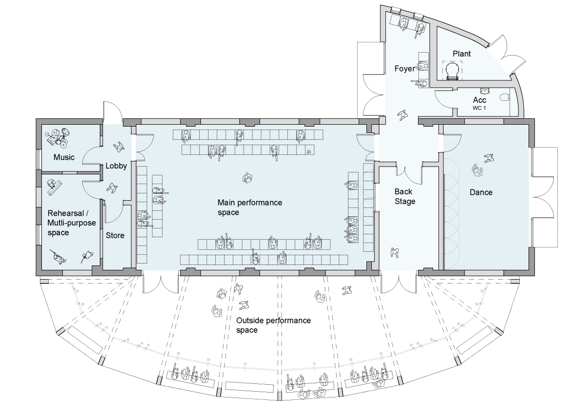 prospective floor plan of Let Me Shine theatre